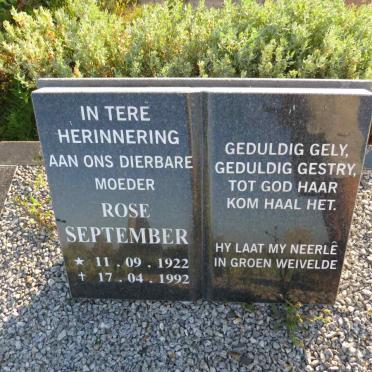 SEPTEMBER Rose 1922-1992