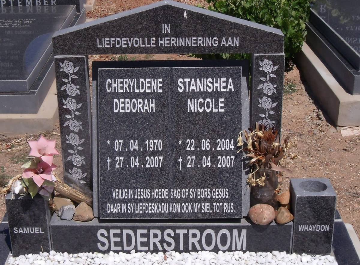 SEDERSTROOM Cheryldene Deborah 1970-2007 :: SEDERSTROOM Stanishea Nicole 2004-2007