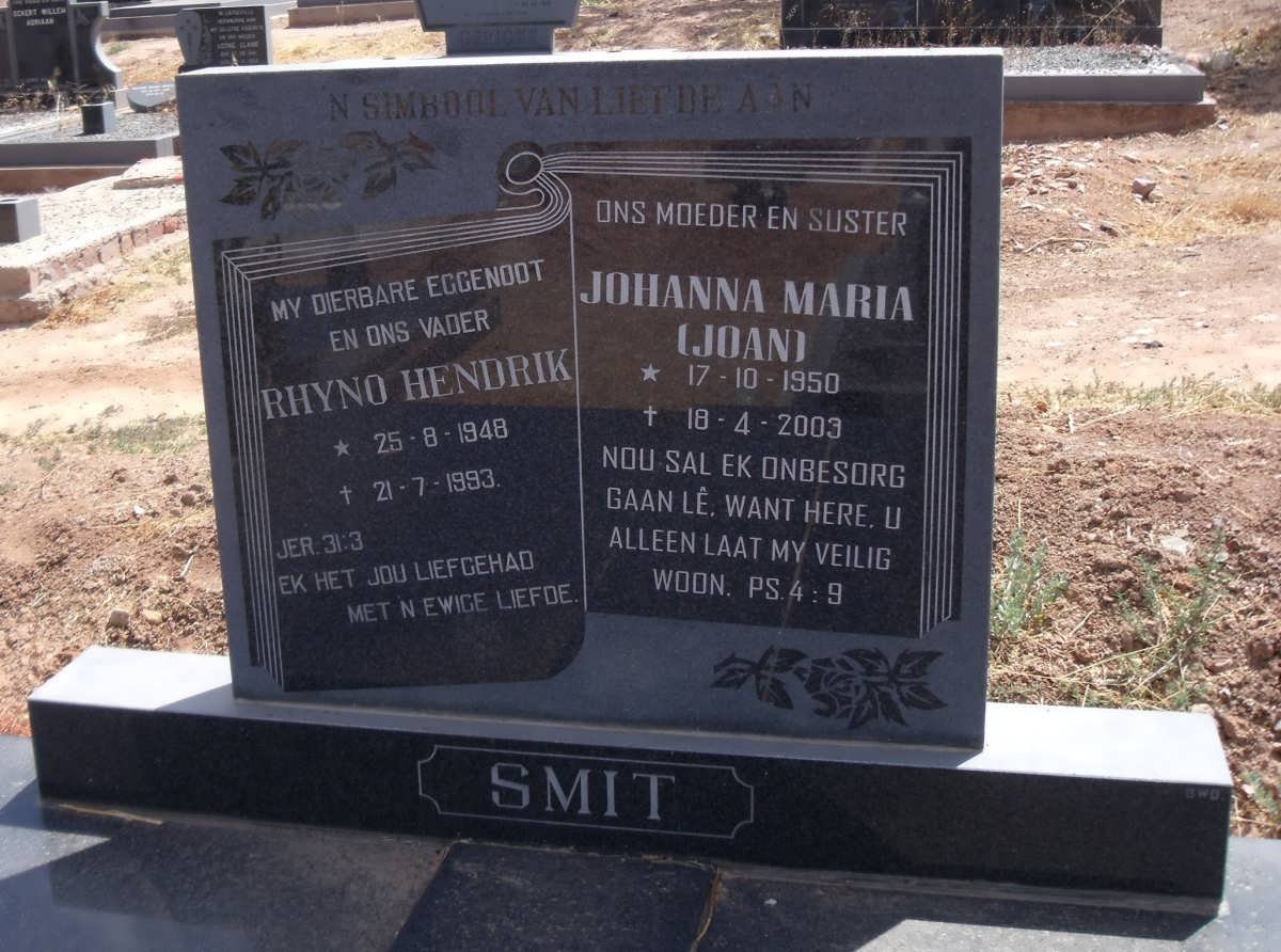 SMIT Rhyno Hendrik 1948-1993 &amp; Johanna Maria 1950-2003