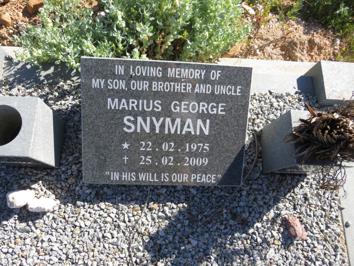 SNYMAN Marius George 1975-2009
