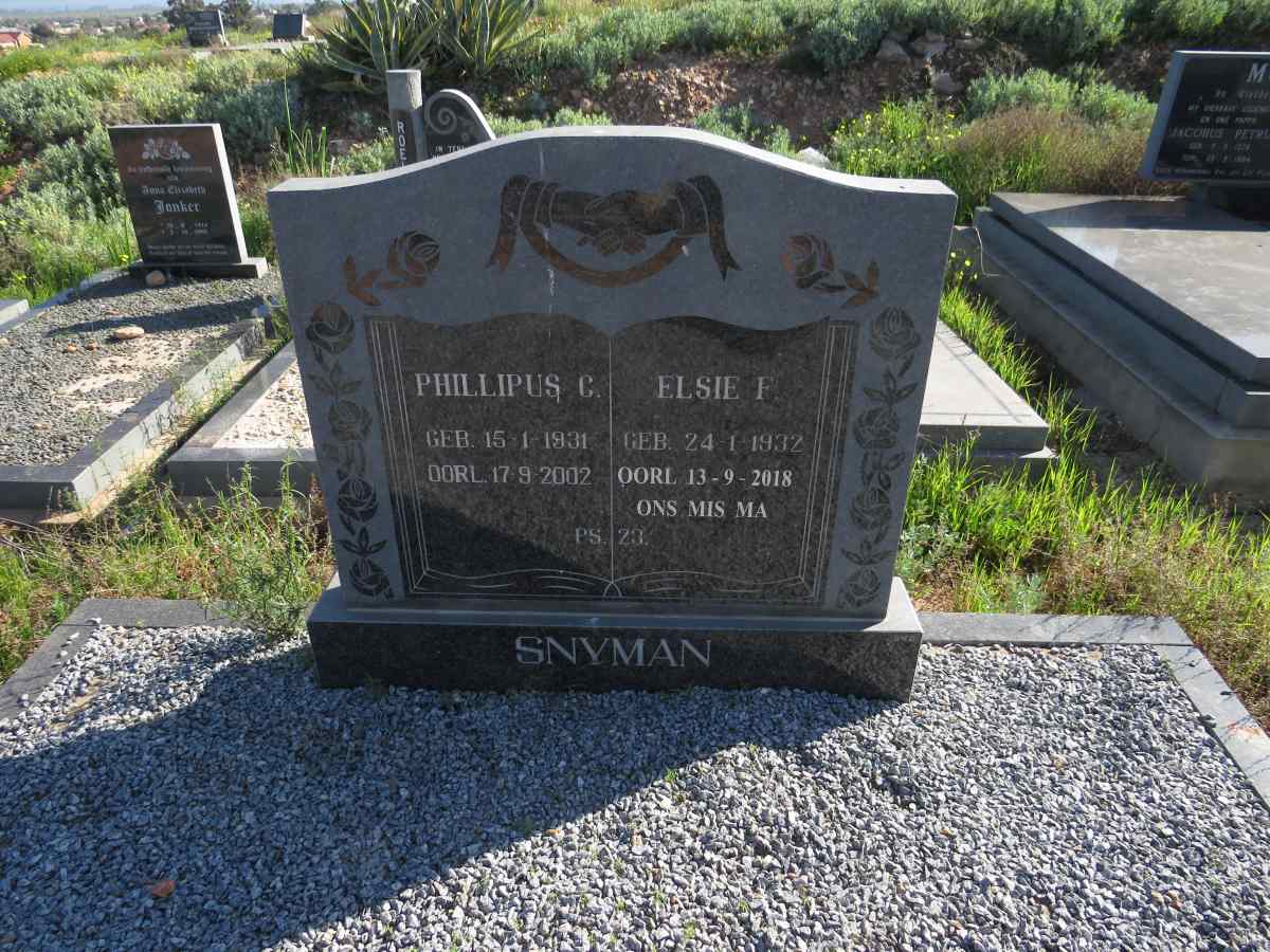 SNYMAN Phillipus C. 1931-2002 & Elsie F. 1932-2018