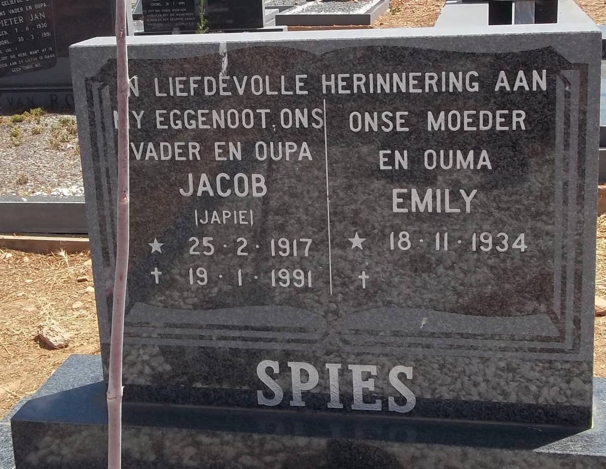 SPIES Jacob 1917-1991 &amp; Emily 1934-