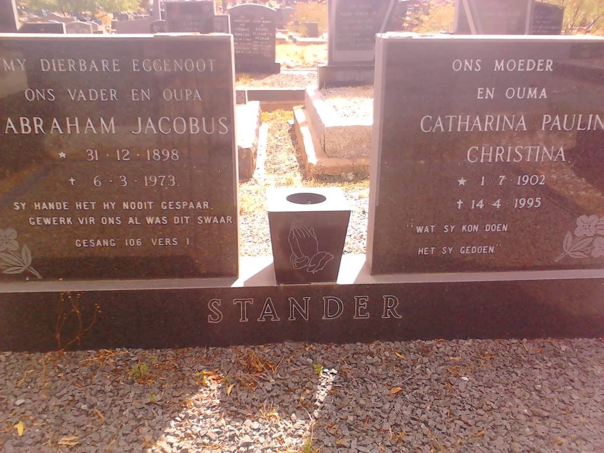 STANDER Abraham Jacobus 1898-1973 &amp; Catharina Paulina Christina 1902-1995