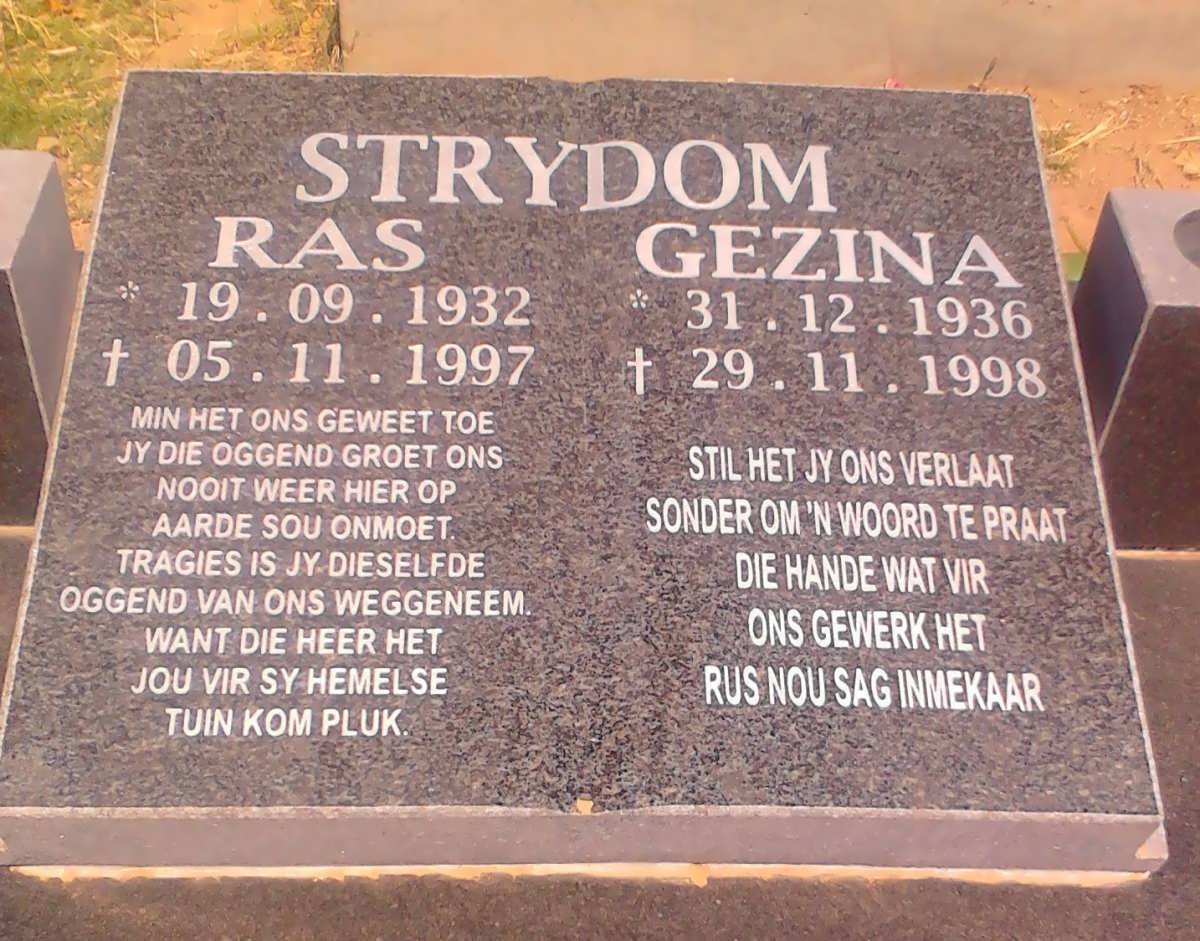 STRYDOM Ras 1932-1997 &amp; Gezina 1936-1998