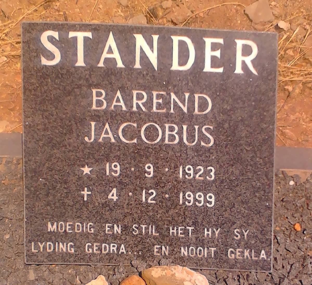 STANDER Barend Jacobus 1923-1999