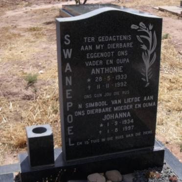 SWANEPOEL Anthonie 1933-1992 &amp; Johanna 1934-1997