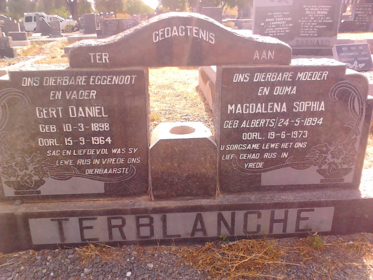TERBLANCHE Gert Daniel 1898-1964 &amp; Magdalena Sophia ALBERTS 1894-1973