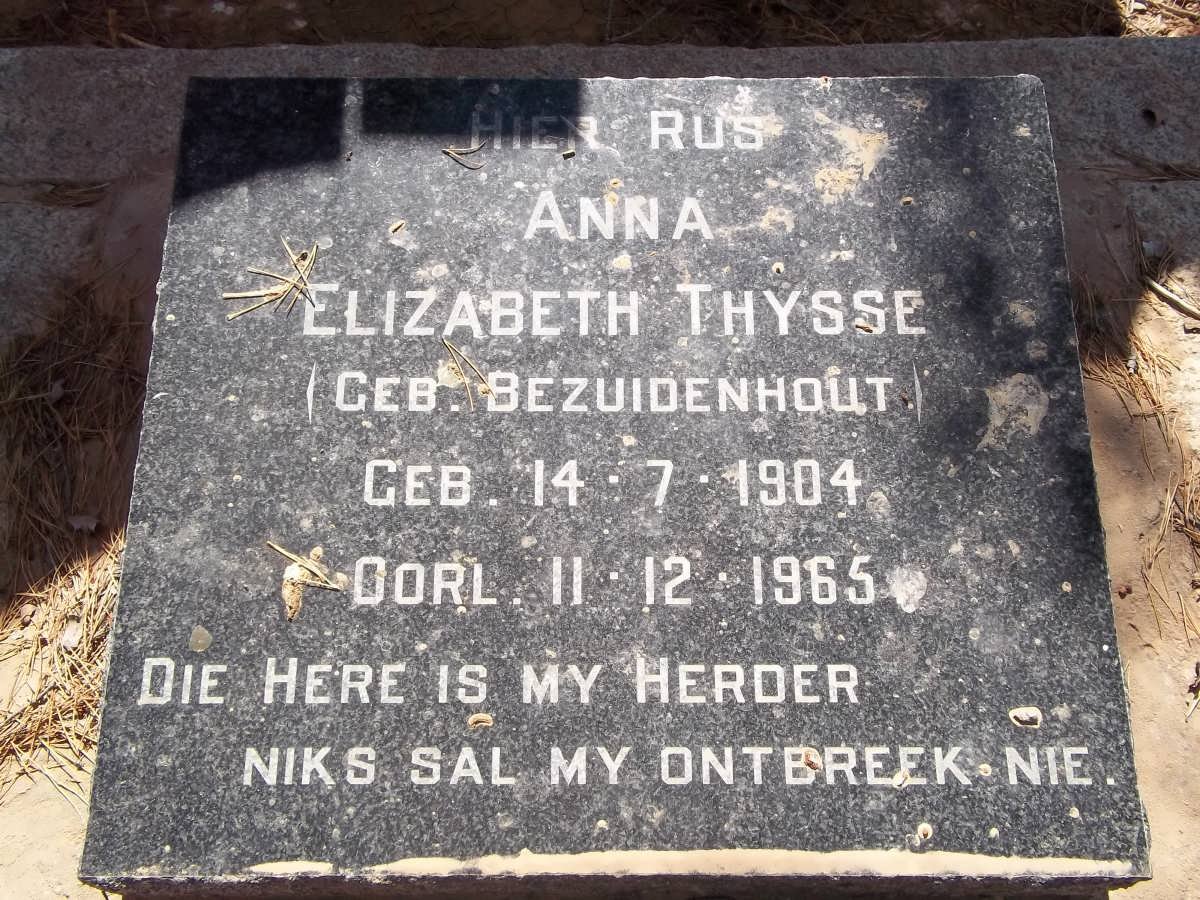 THYSSE Anna Elizabeth nee BEZUIDENHOUT 1904-1965