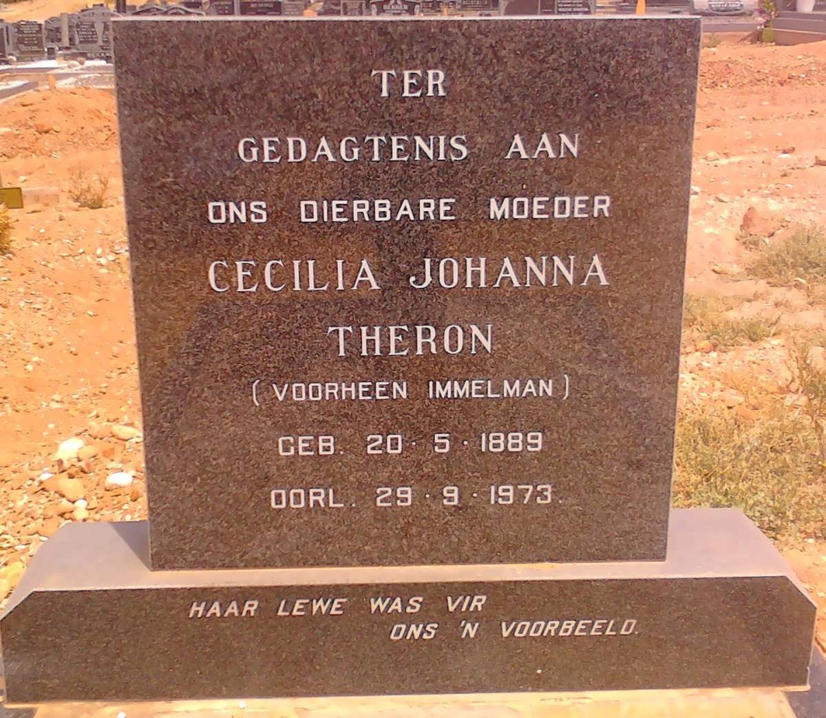 THERON Cecilia Johanna formerly IMMELMAN 1889-1973