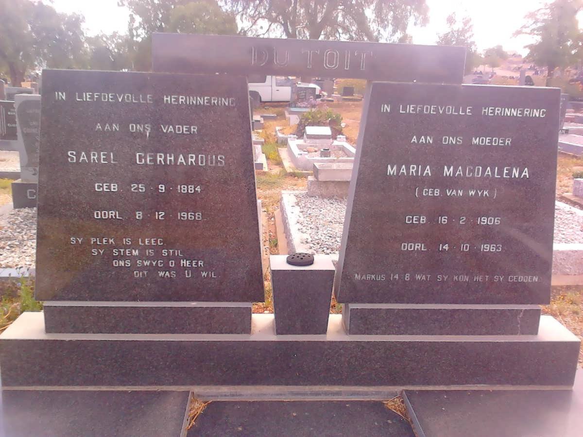 TOIT Sarel Gerhardus, du 1884-1968 &amp; Maria Magdalena VAN WYK 1906-1963