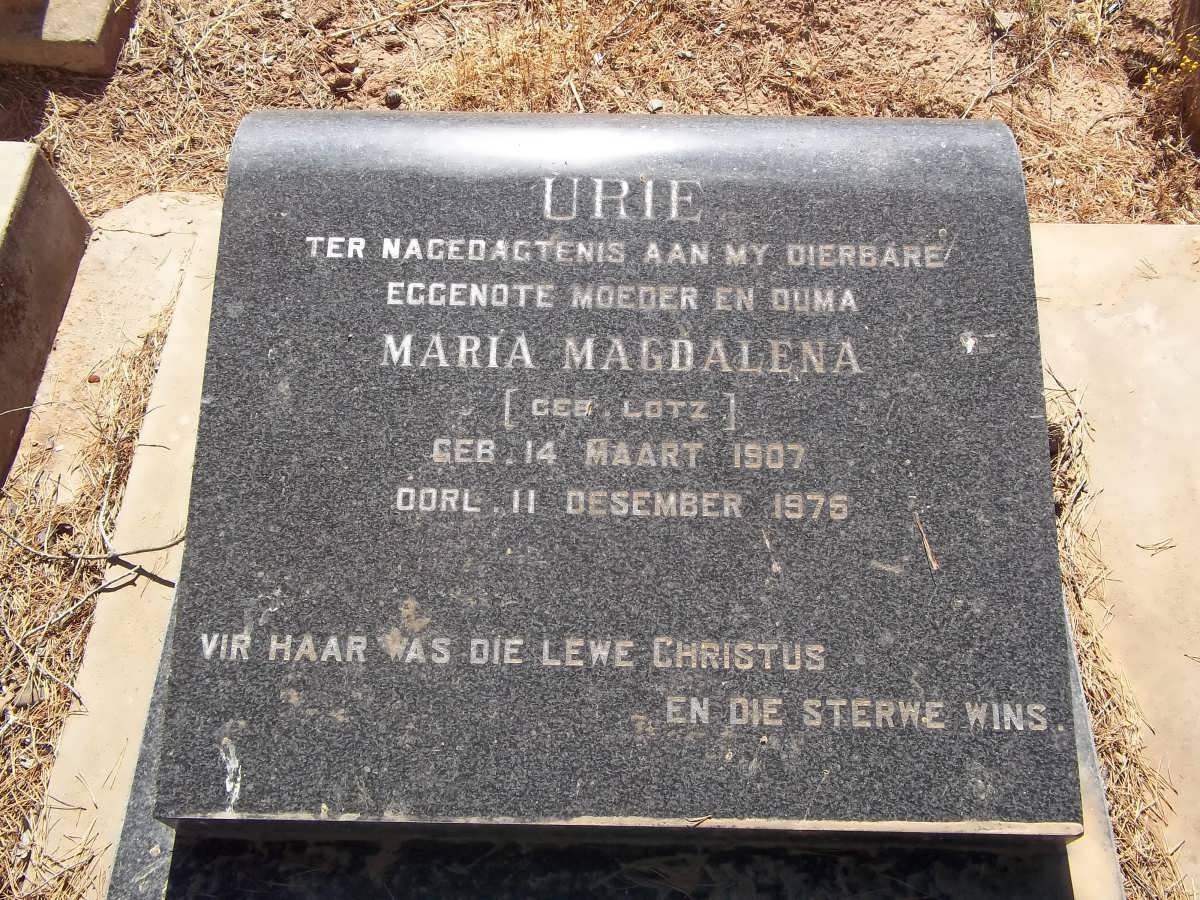 URIE Maria Magdalena nee LOTZ 1907-1976