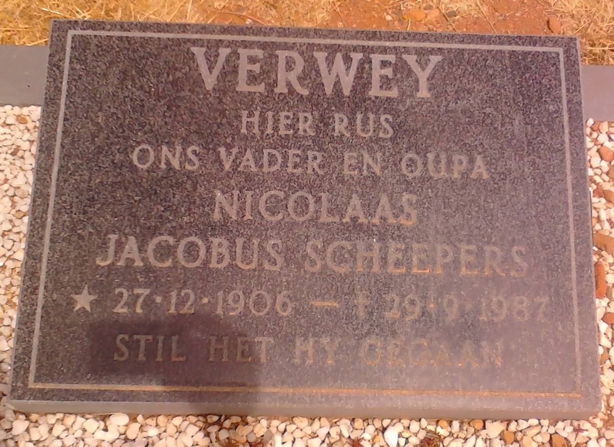 VERWEY Nicolaas Jacobus Scheepers 1906-1987