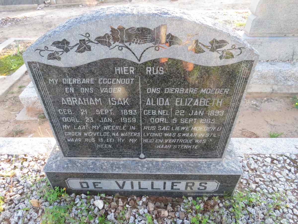 VILLIERS Abraham Isak, de 1893-1959 & Alida Elizabeth NEL 1893-1965