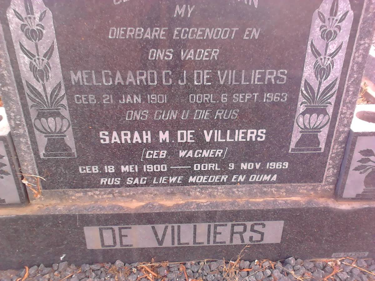 VILLIERS Melgaard C.J., de 1901-1963 &amp; Sarah M. WAGNER 1900-1969