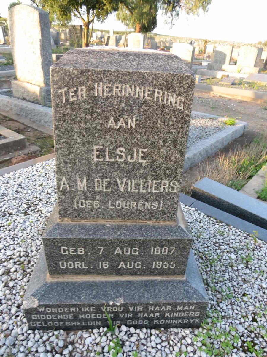 VILLIERS Elsje A.M., de nee LOURENS 1887-1955