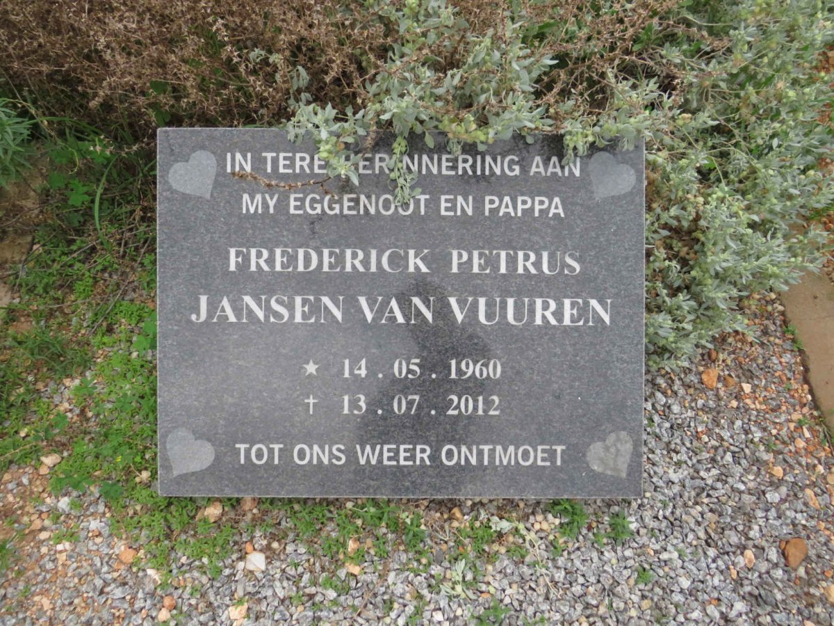 VUUREN Frederick Petrus, Jansen van 1960-2012