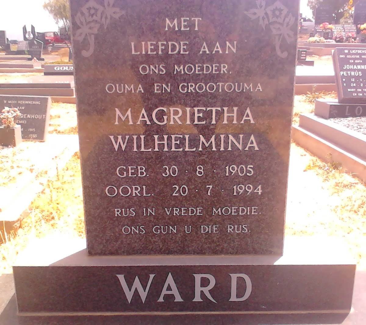 WARD Magrietha Wilhelmina 1905-1994