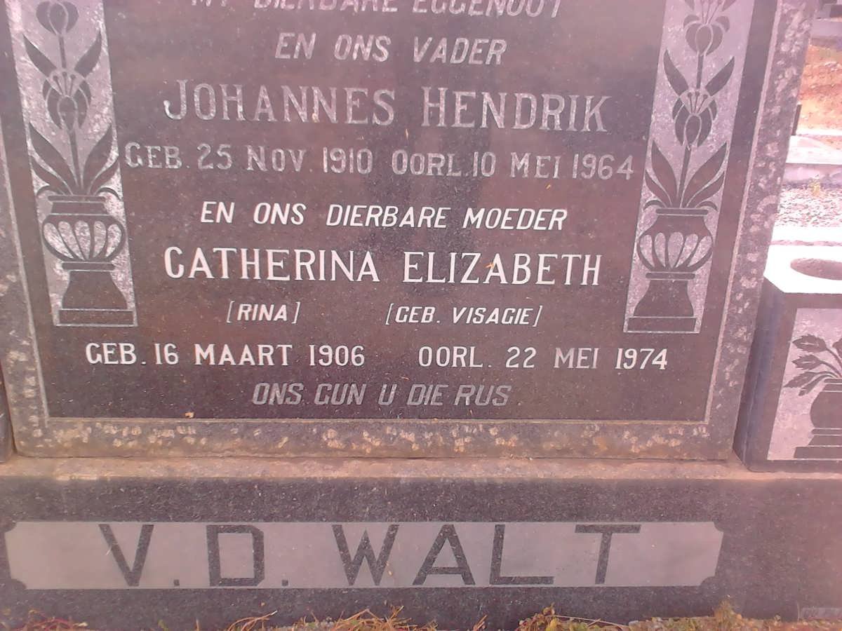 WALT Johannes Hendrik, v.d. 1910-1964 &amp; Catherina Elizabeth VISAGIE 1906-1974