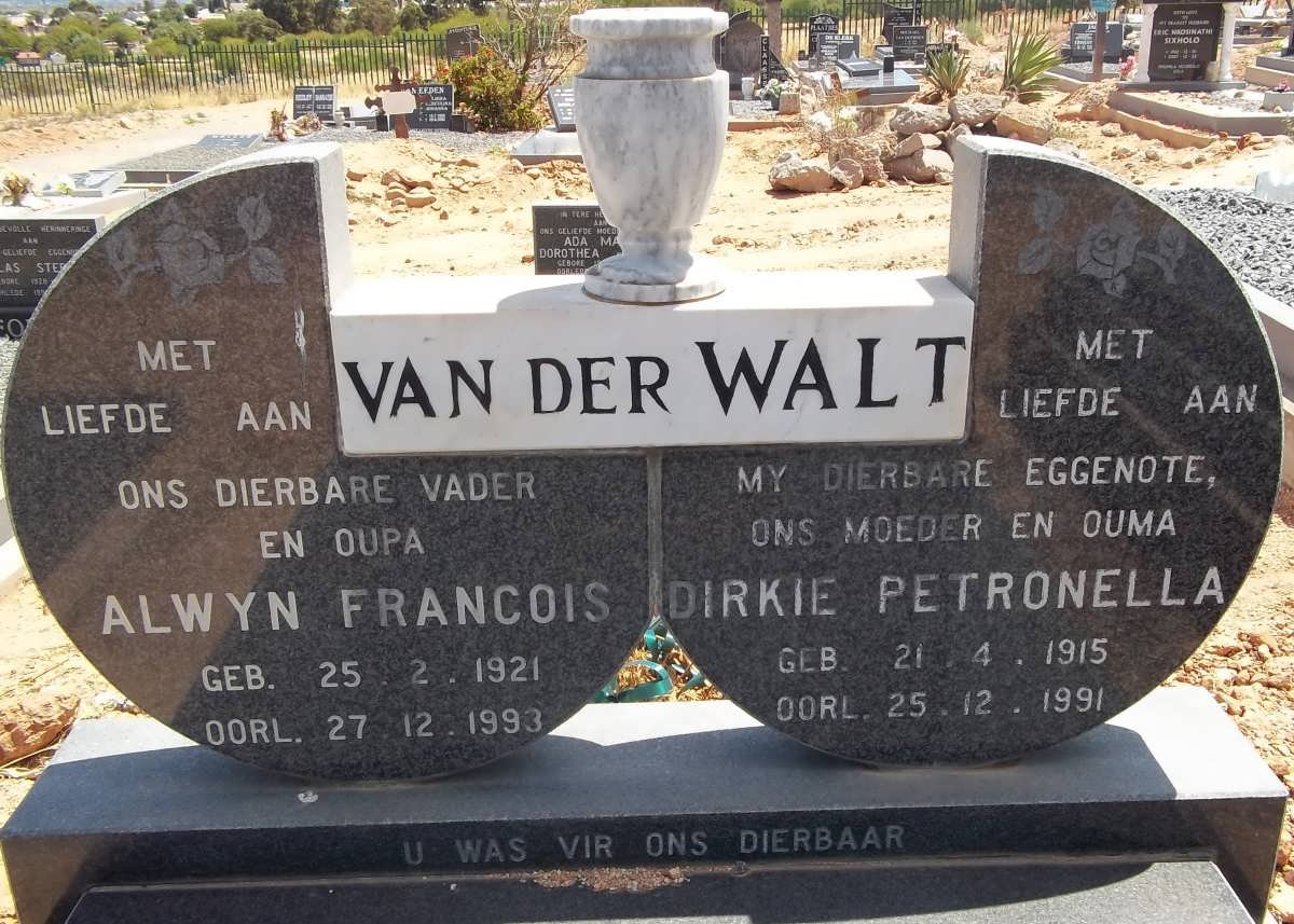 WALT Alwyn Francois, van der 1921-1993 &amp; Dirkie Petronella 1915-1991