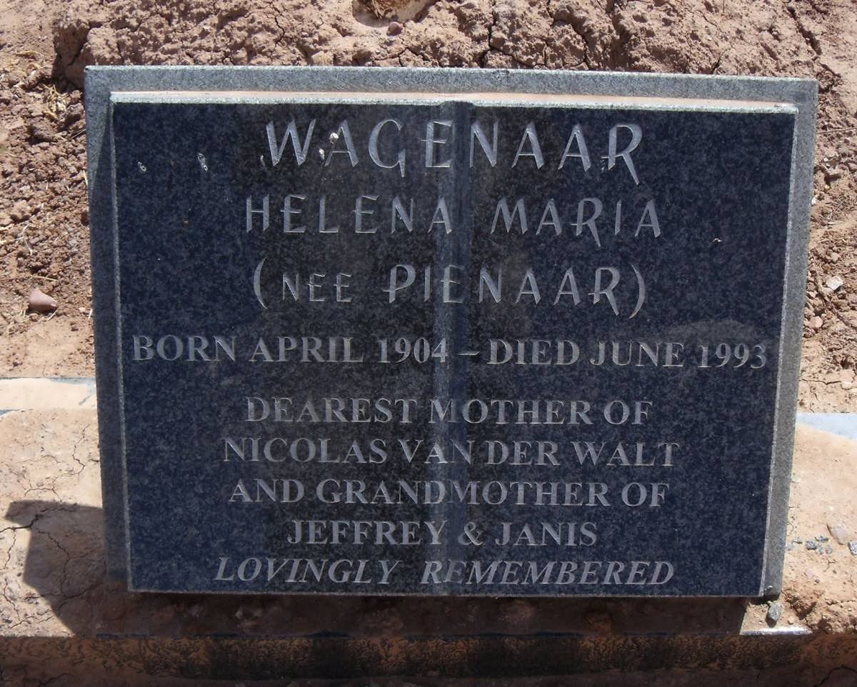 WAGENAAR Helena Maria nee PIENAAR 1904-1993