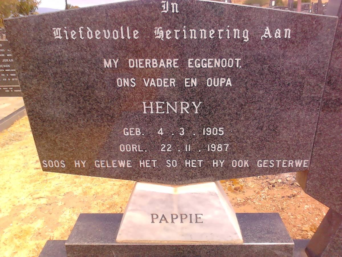 1WESTHUIZEN Henry, van der 1905-1987