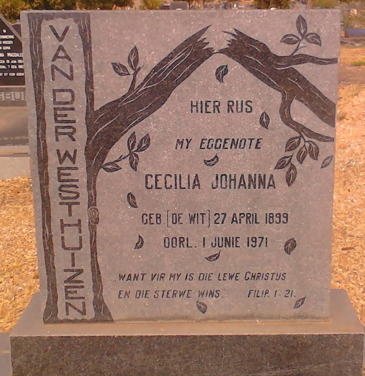 WESTHUIZEN Cecila Johanna, van der 1899-1971