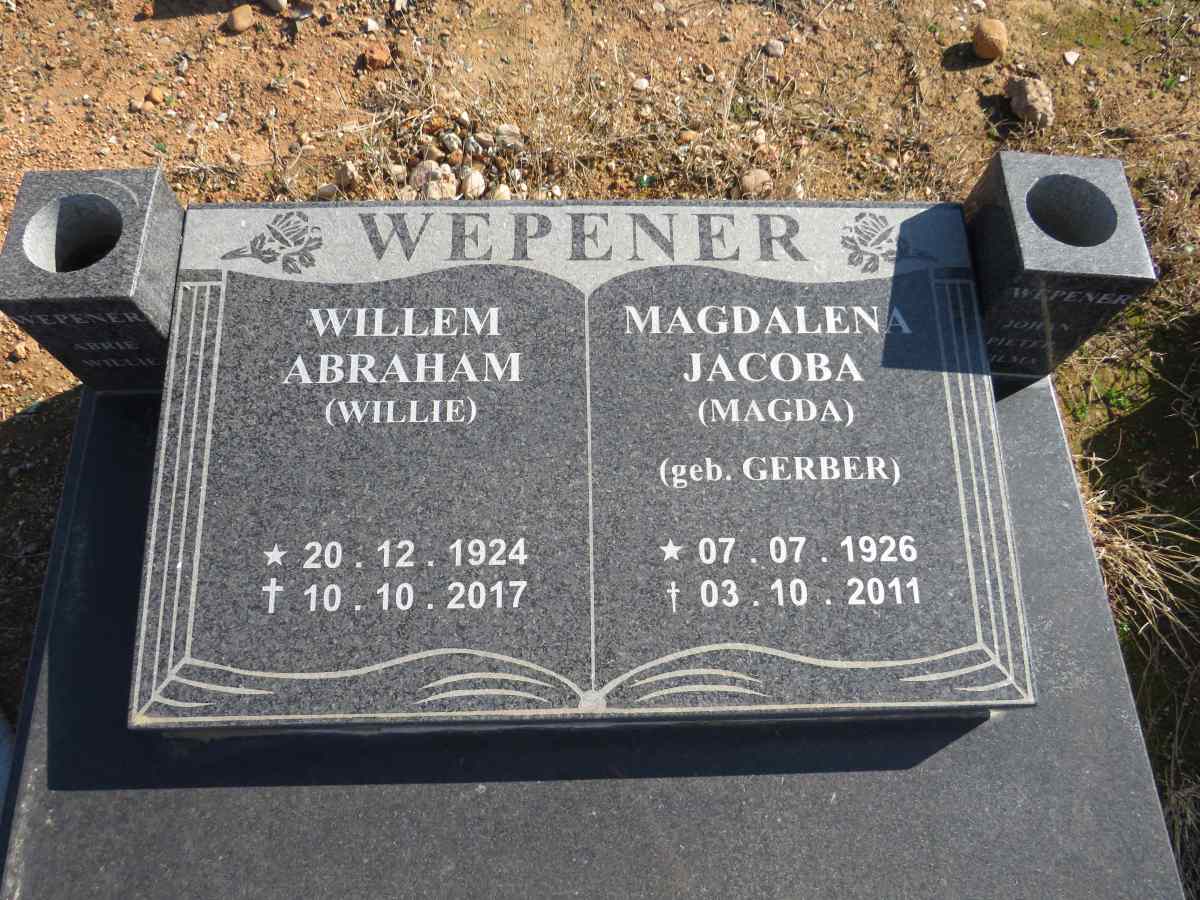 WEPENER Willem Abraham 1924-2017 & Magdalena Jacoba GERBER 1926-2011