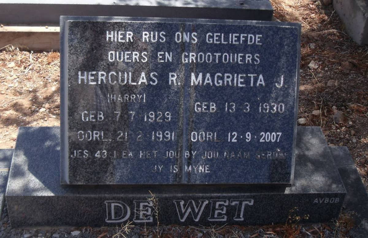 WET Hercules R., de 1929-1991 &amp; Magrieta J. 1930-2007