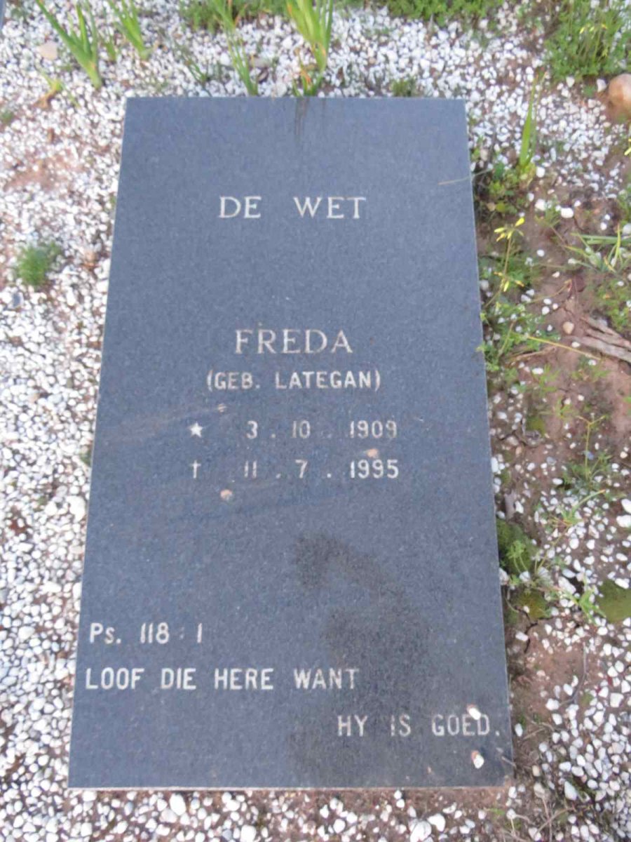 WET Freda, de nee LATEGAN 1909-1995