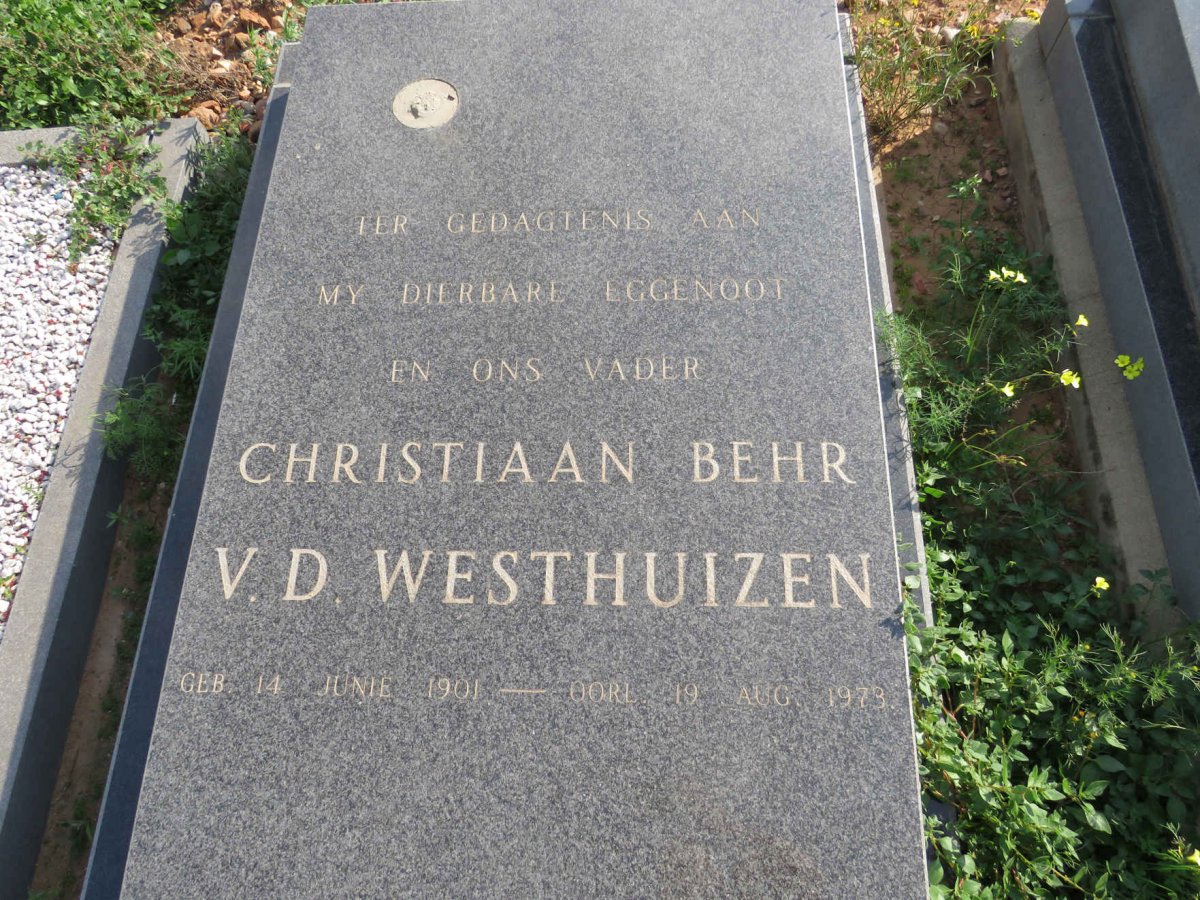 WESTHUIZEN Christiaan Behr, v.d. 1901-1973
