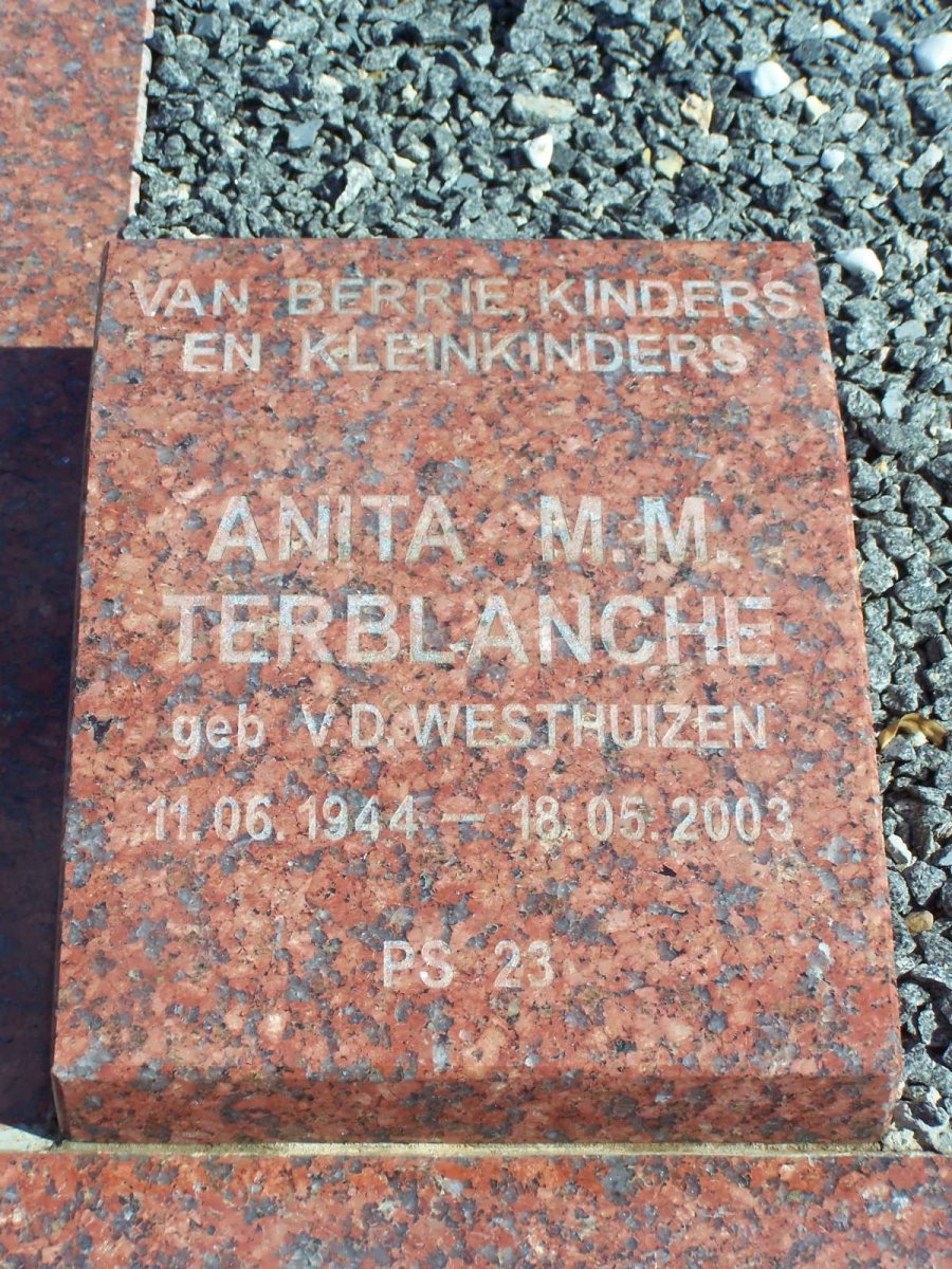 TERBLANCHE Anita M.M. nee V.D. WESTHUIZEN 1944-2003