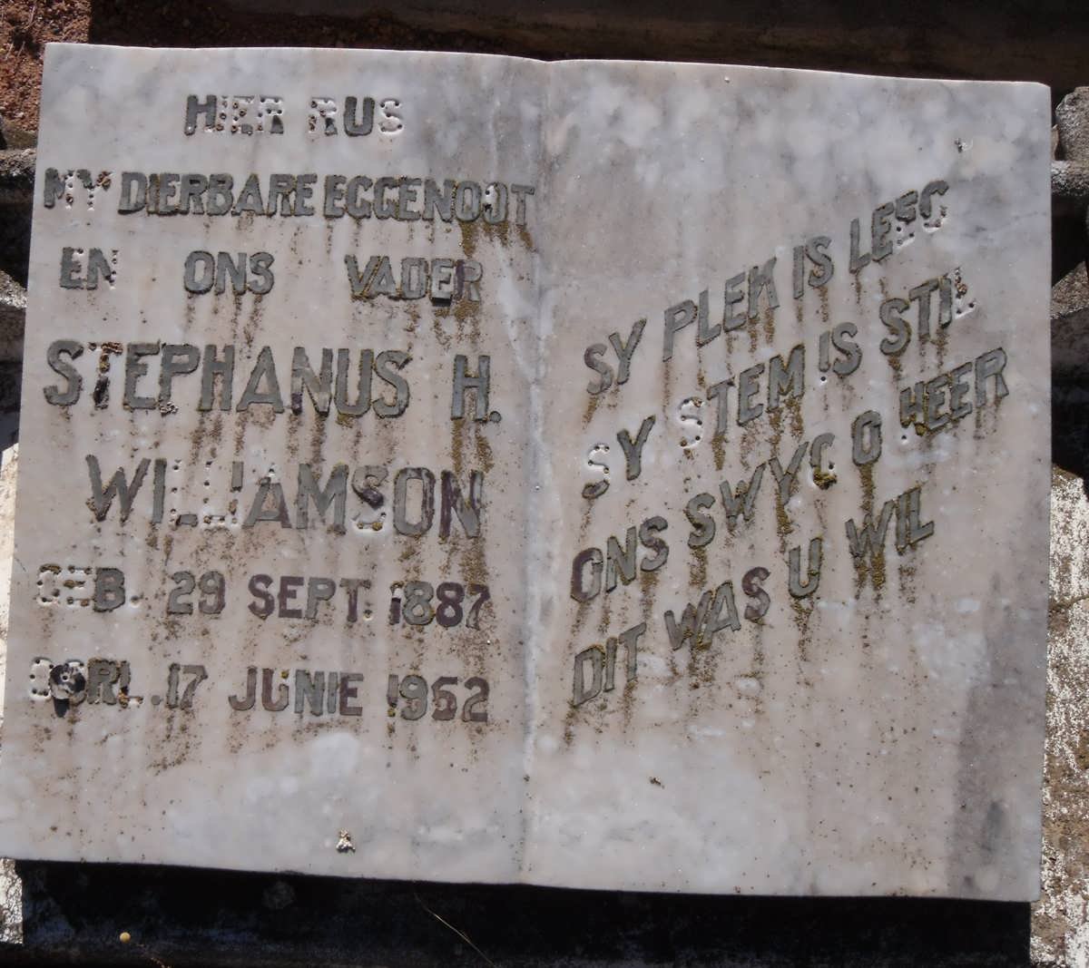 WILLIAMSON Stephanus H. 1887-1952