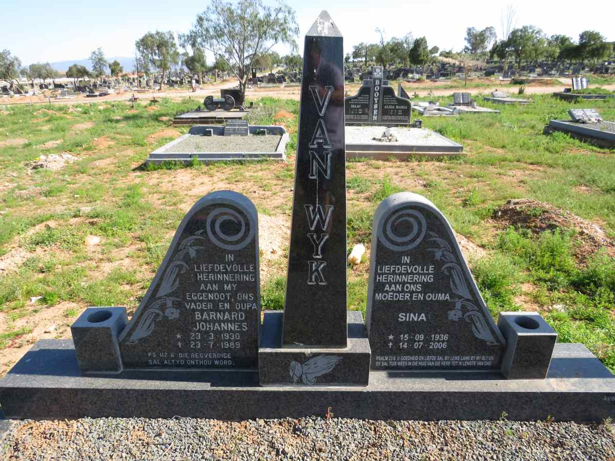 WYK Barnard Johannes, van 1930-1989 & Sina 1936-2006