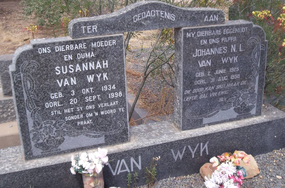 WYK Johannes N.L., van 1925-1958 &amp; Susannah 1934-1998