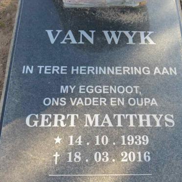 WYK Gert Matthys, van 1939-2016