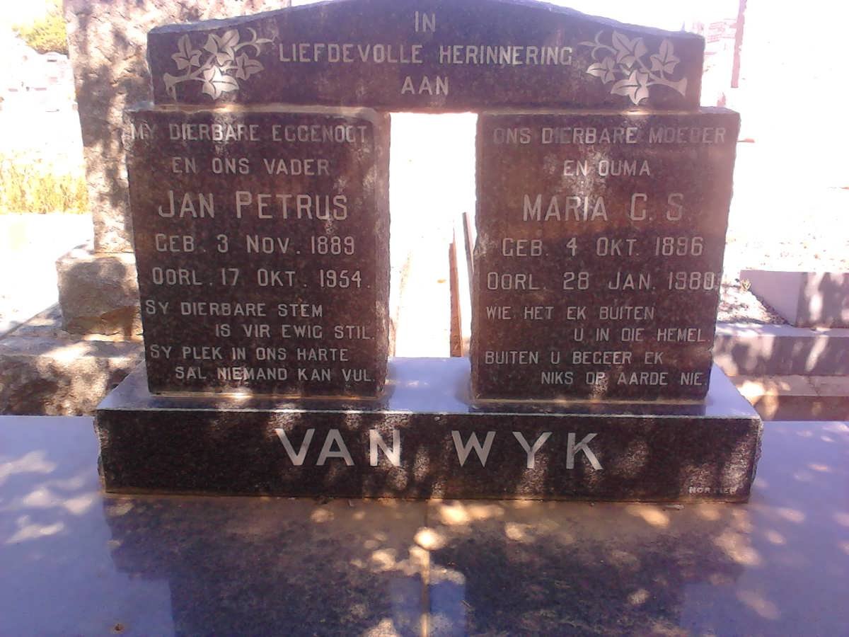 WYK Jan Petrus, van 1889-1954 &amp; Maria C.S. 1896-1980