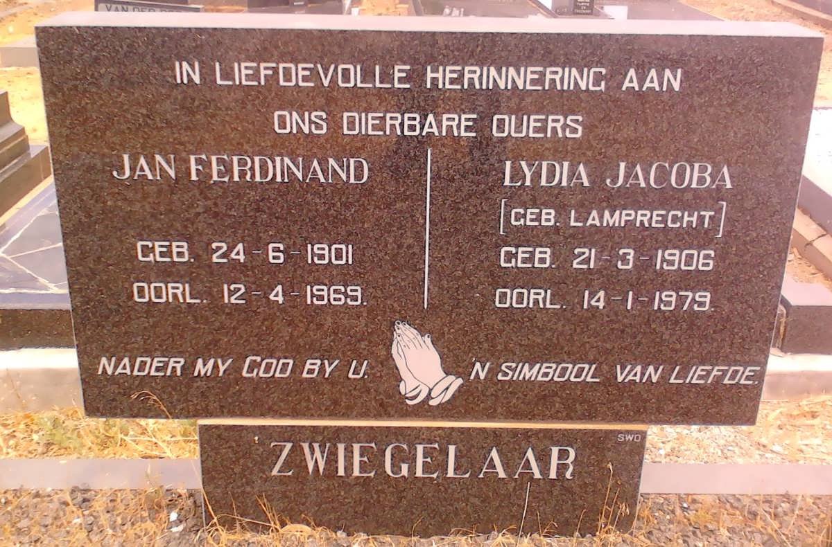 ZWIEGELAAR Jan Ferdinand 1901-1969 &amp; Lydia Jacoba 1906-1979