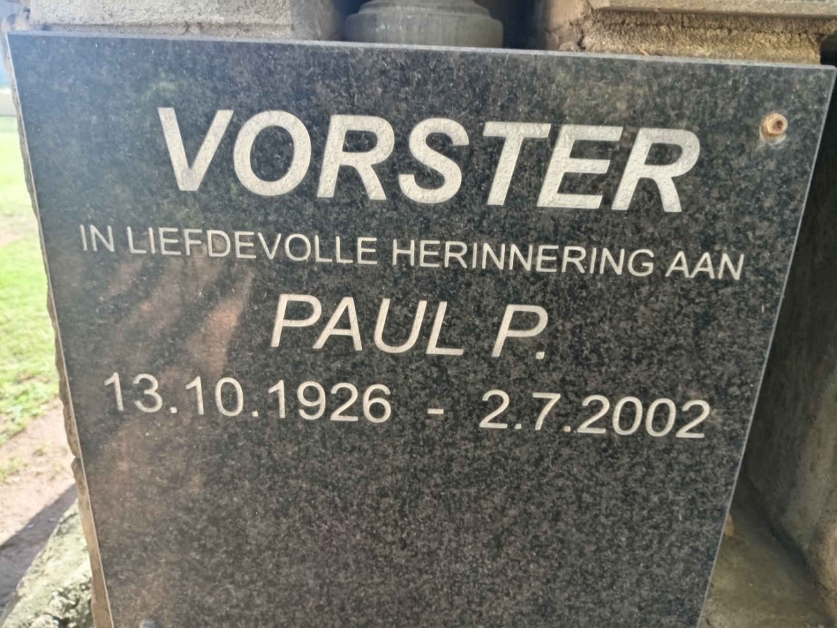 VORSTER Paul P. 1926-2002