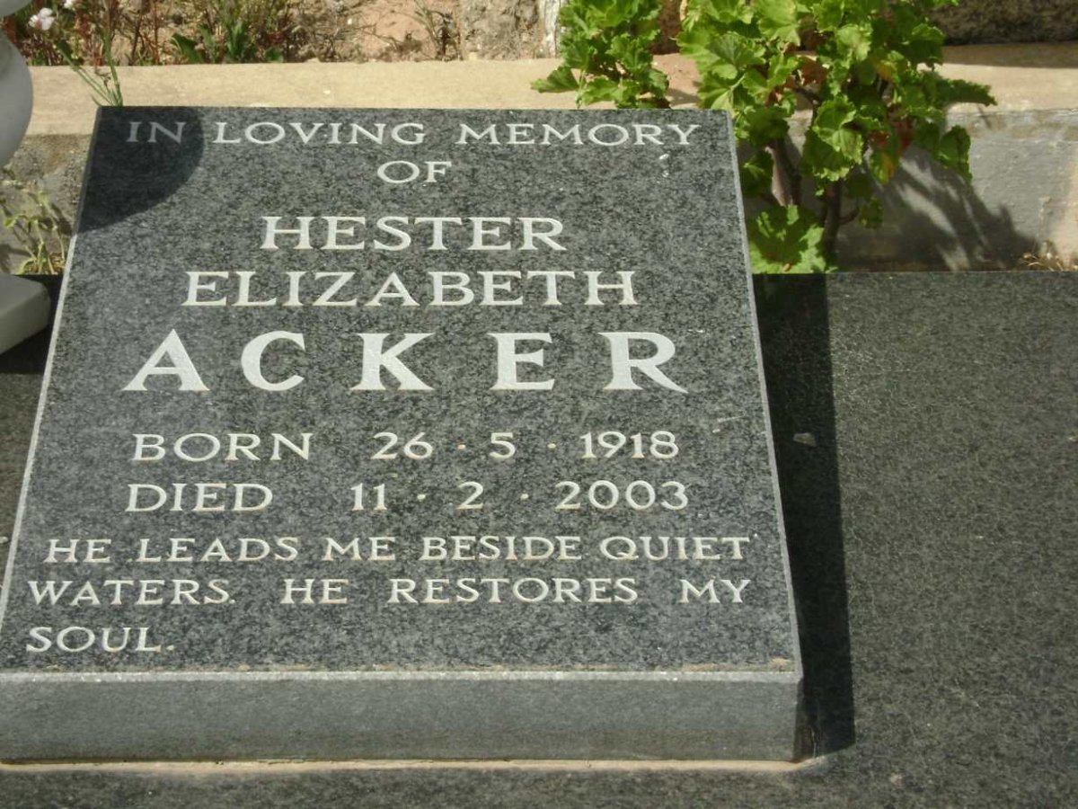 ACKER Hester Elizabeth 1918-2003