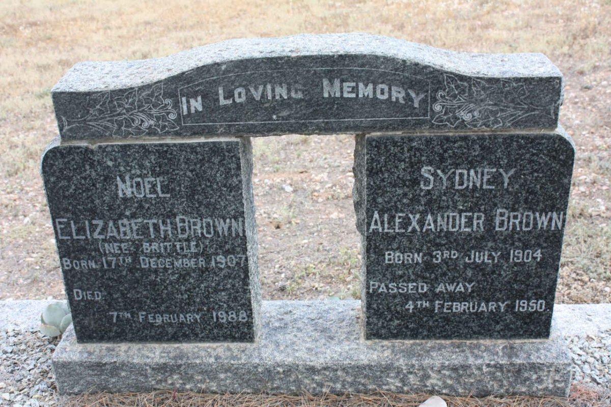 BROWN Syndey Alexander 1904-1950 &amp; Noel Elizabeth BRITTLE 1907-1988