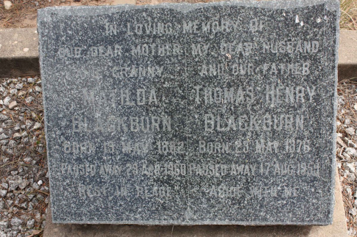 BLACKBURN Thomas Henry 1876-1959 &amp;  Matilda 1882-1960