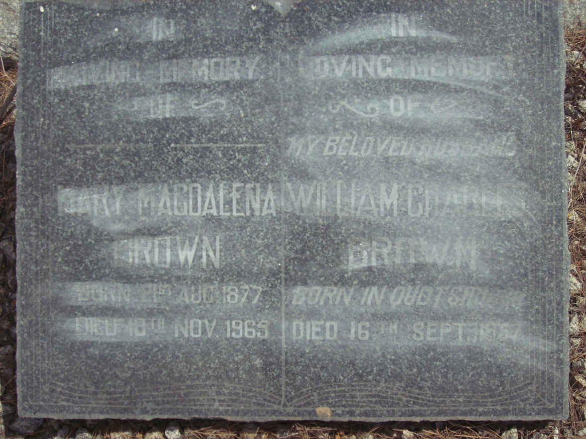 BROWN William Charles -1957 &amp; Mary Magdalena 1877-1965