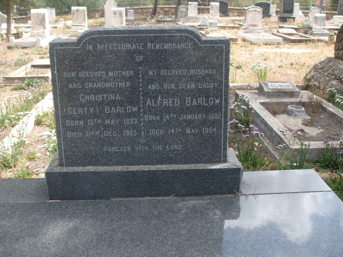 BARLOW Alfred 1882-1954 &amp; Christina 1883-1965