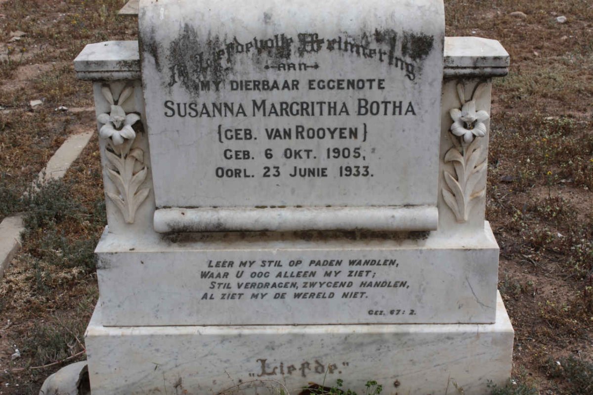 BOTHA Susanna Margritha nee VAN ROOYEN 1905-1933