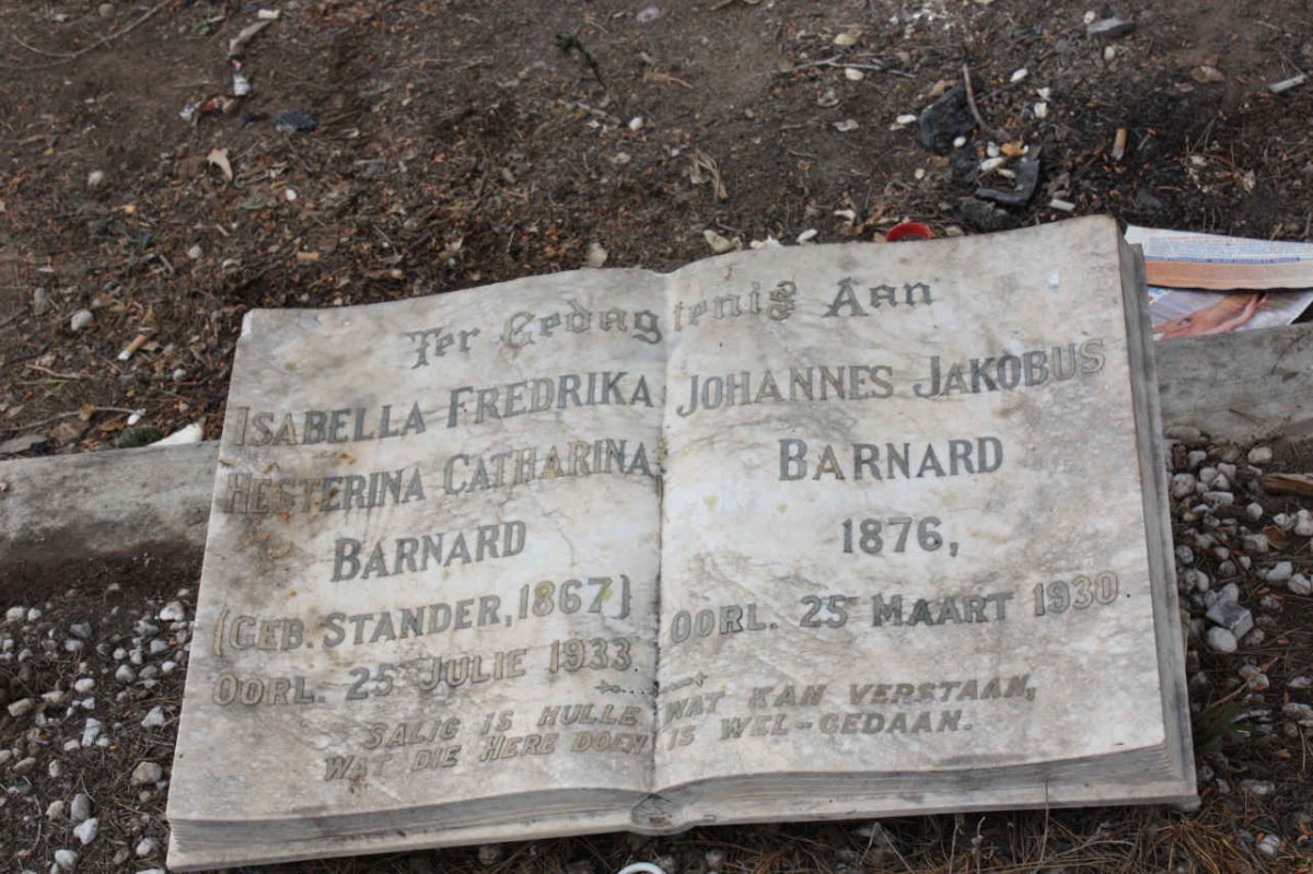 BARNARD Johannes Jakobus 1876-1930 &amp; Isabella Fredrika Hesterina Catharina STANDER 1867-1933
