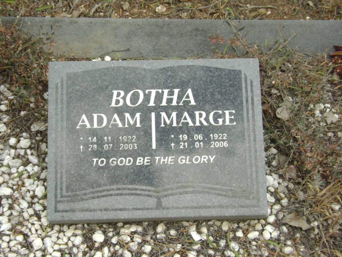 BOTHA Adam 1922-2003 &amp; Marge 1922-2006