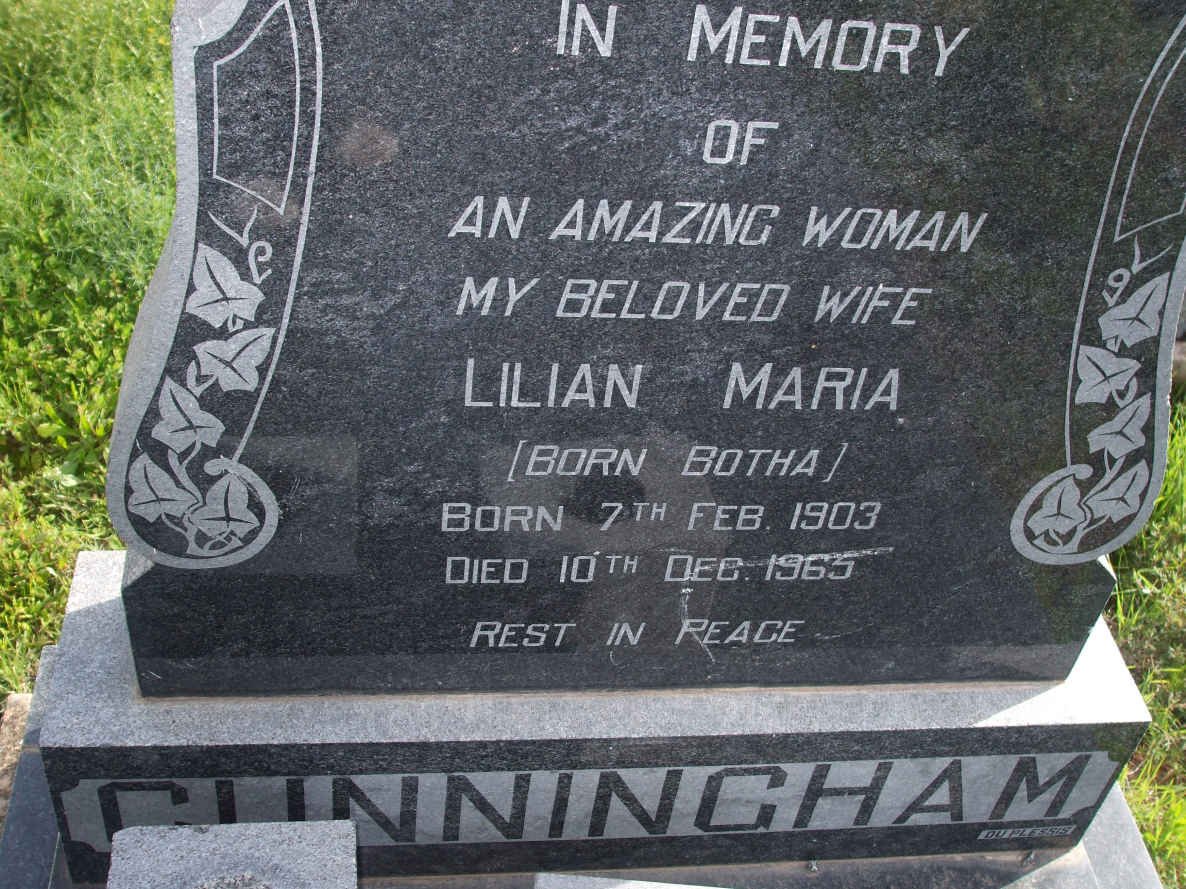 CUNNINGHAM Lilian Maria nee BOTHA 1903-1965