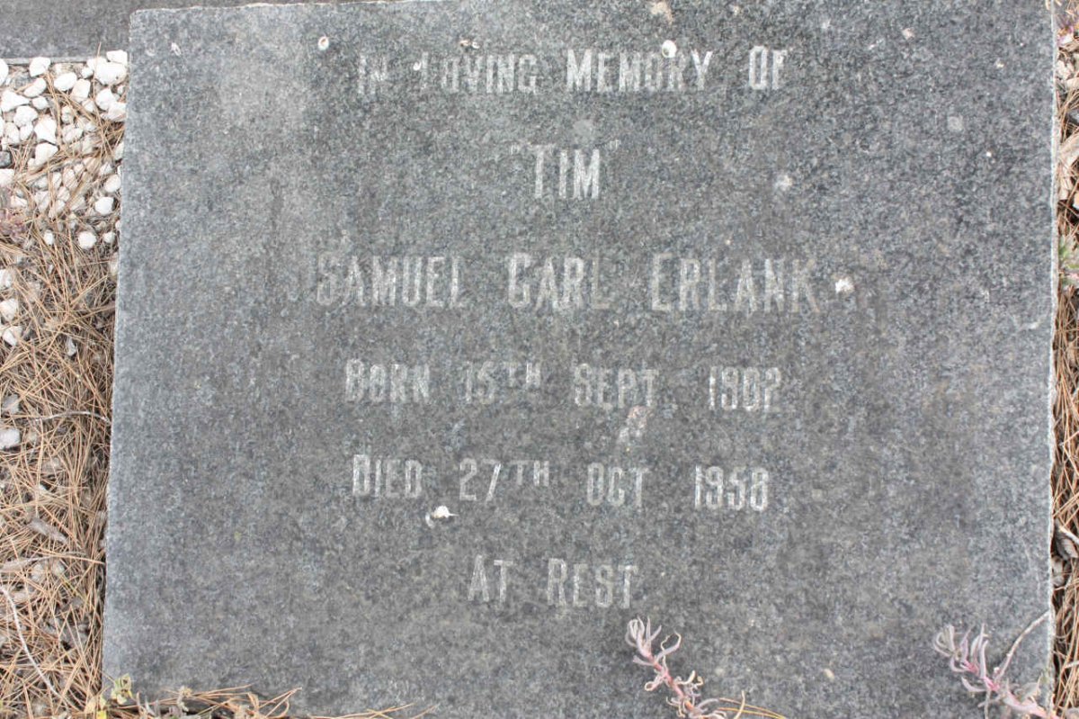 ERLANK Samuel Carl 1902-1958