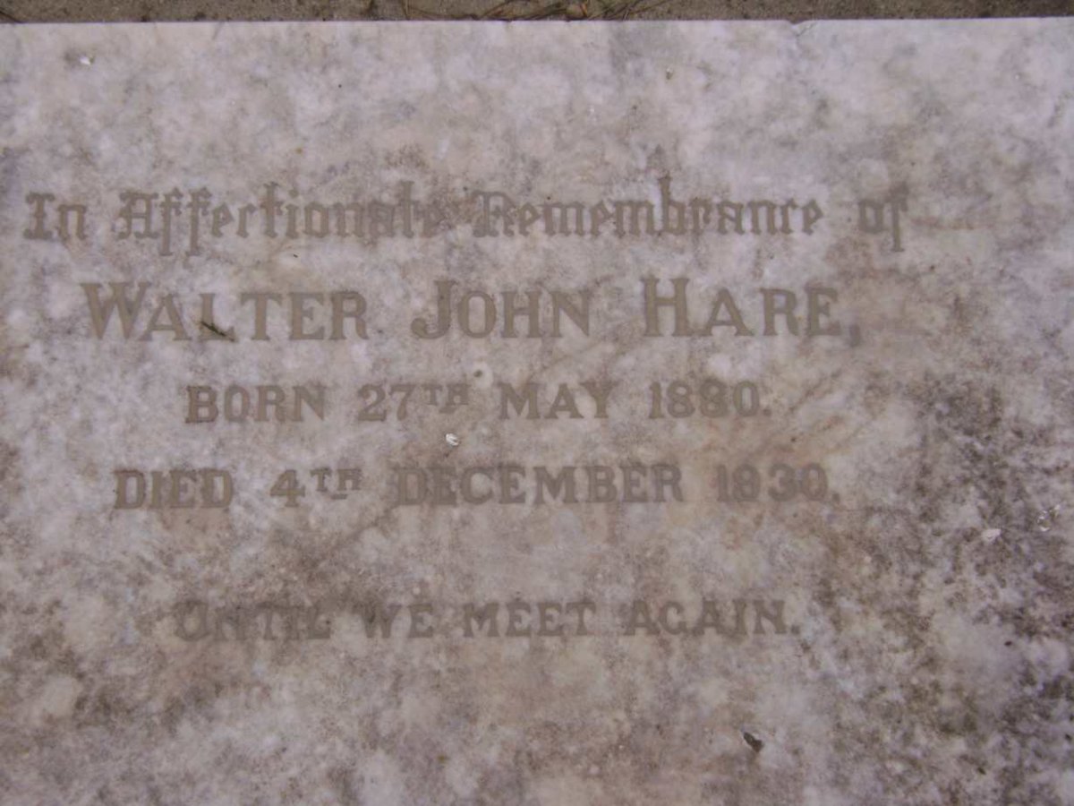 HARE Walter John 1880-1930
