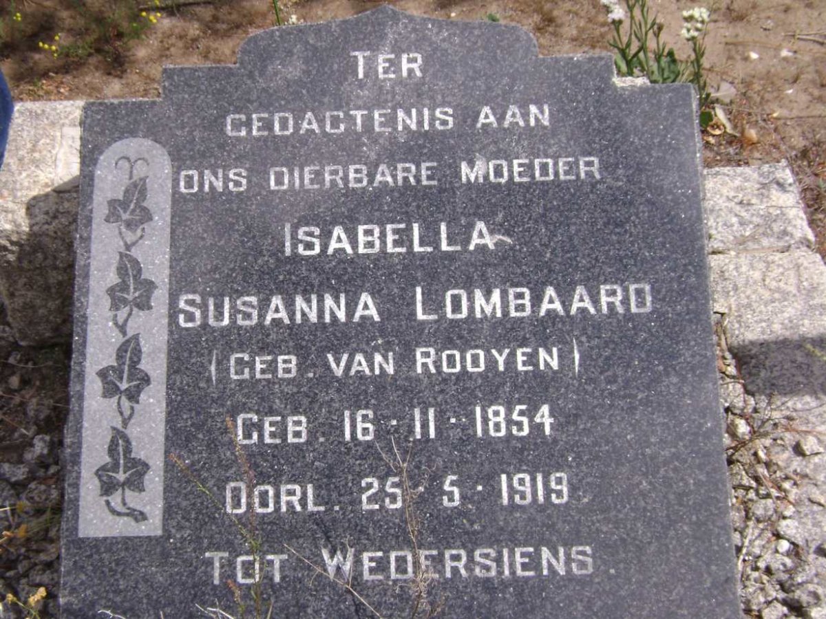 LOMBAARD Isabella Susanna nee VAN ROOYEN 1854-1919
